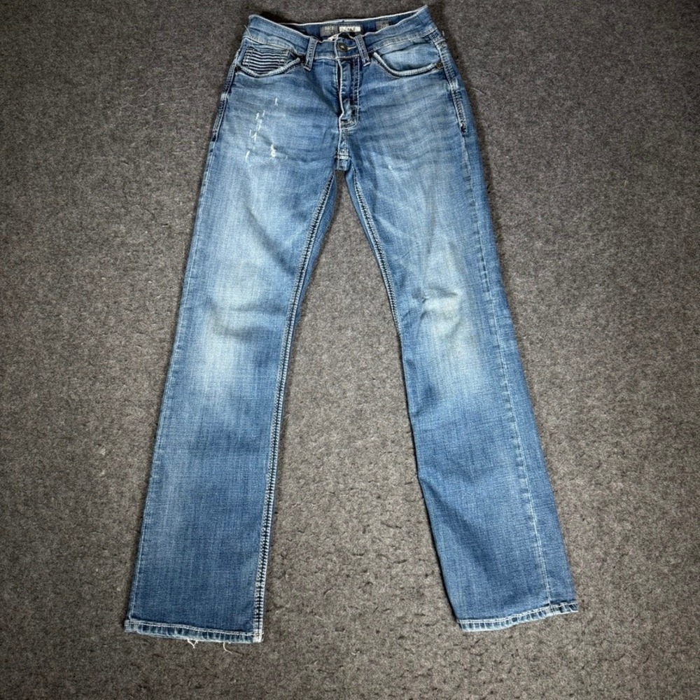 BKE Jake Bootleg Mens Jeans 28Rx30 Medium Wash Blue Denim MGS15129 Coolmax